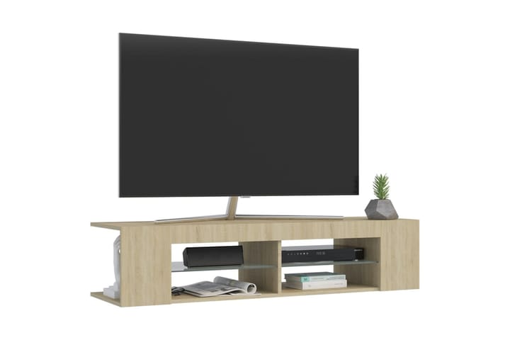 TV-taso LED-valoilla 135x39x30 cm - Ruskea - Huonekalut - TV- & Mediakalusteet - Tv taso & Mediataso