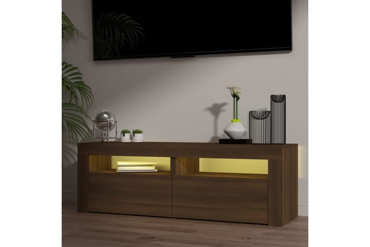 TV-taso LED-valoilla ruskea tammi 120x35x40 cm - Ruskea - Huonekalut - TV- & Mediakalusteet - Tv taso & Mediataso