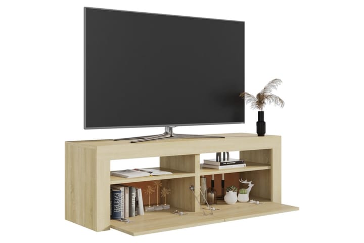 TV-taso LED-valoilla Sonoma-tammi 120x35x40 cm - Ruskea - Huonekalut - TV- & Mediakalusteet - Tv taso & Mediataso