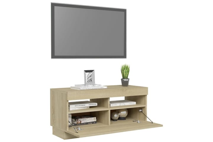 TV-taso LED-valoilla Sonoma-tammi 80x35x40 cm - Huonekalut - TV- & Mediakalusteet - Tv taso & Mediataso