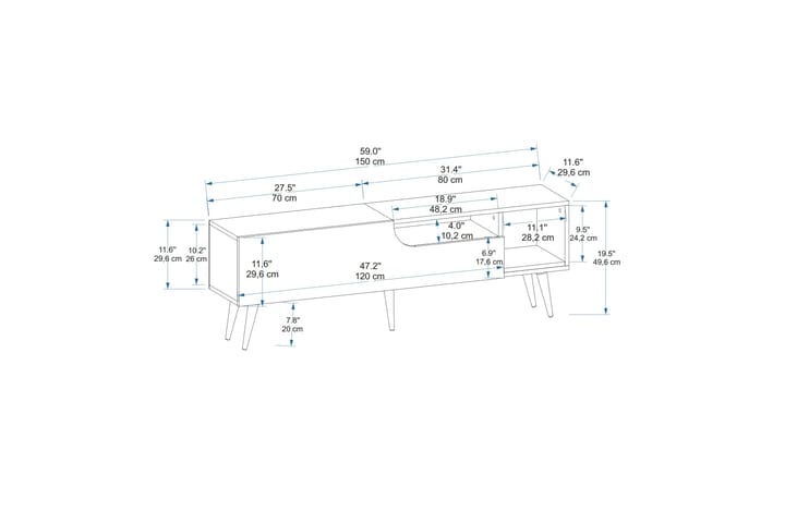 Tv-taso Mul 150 cm - Ruskea/Antrasiitti - Huonekalut - TV- & Mediakalusteet - Tv taso & Mediataso