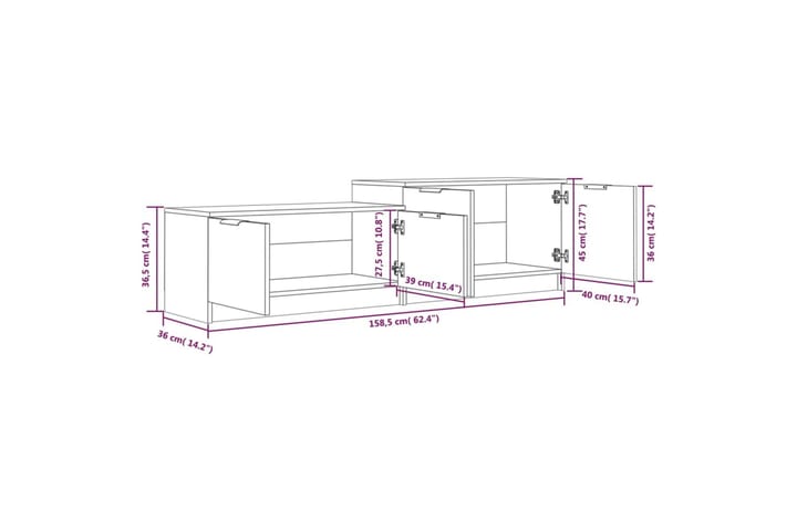 TV-taso musta 158,5x36x45 cm tekninen puu - Musta - Huonekalut - TV- & Mediakalusteet - Tv taso & Mediataso