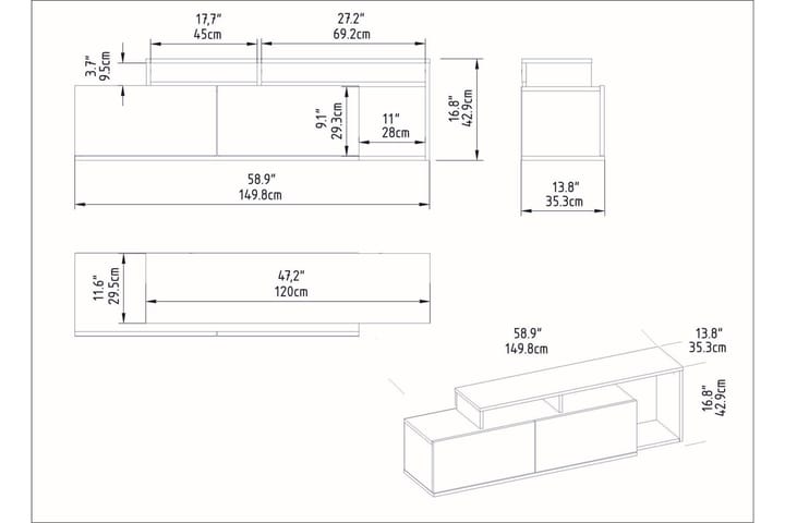 TV-taso Nexeria 150 cm - Luonnonväri/Valkoinen - Huonekalut - TV- & Mediakalusteet - Tv taso & Mediataso