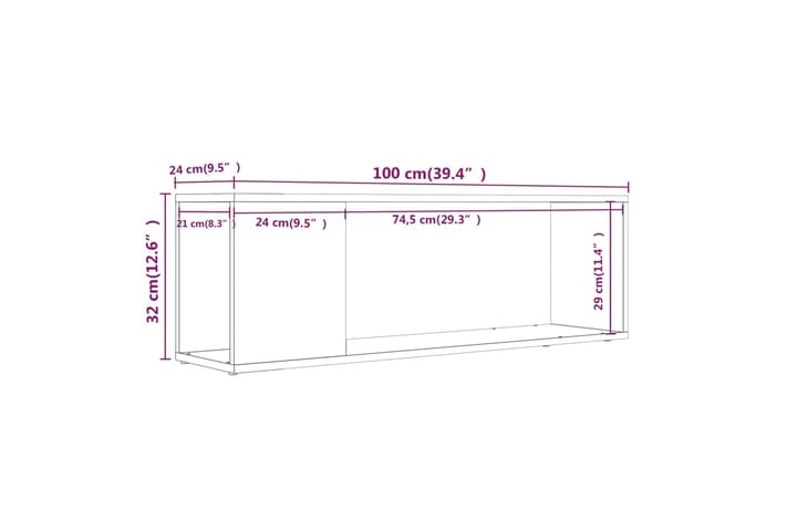 TV-taso ruskea tammi 100x24x32 cm tekninen puu - Ruskea - Huonekalut - TV- & Mediakalusteet - Tv taso & Mediataso