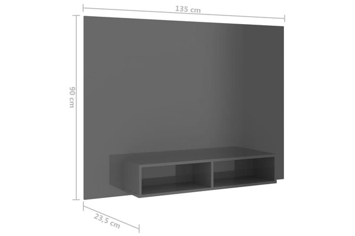 TV-taso seinälle korkeakiilto harmaa 135x23,5x90 cm - Harmaa - Huonekalut - TV- & Mediakalusteet - Tv taso & Mediataso