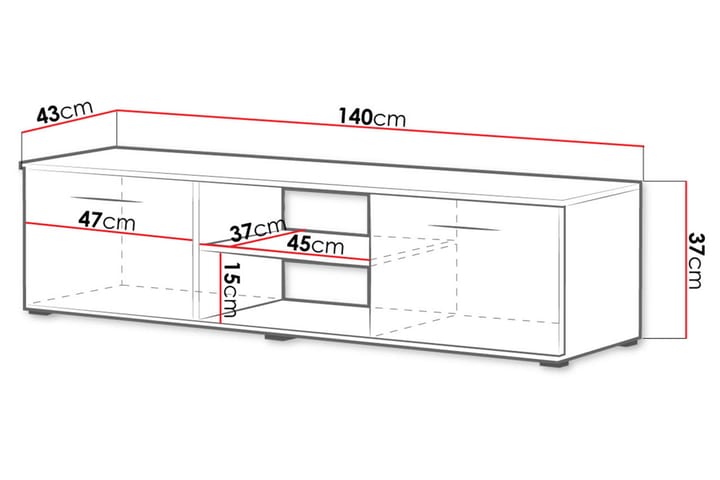 TV-taso Soho 140x43x37 cm - Musta - Huonekalut - TV- & Mediakalusteet - Tv taso & Mediataso