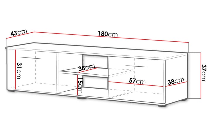 TV-taso Soho 180x43x37 cm - Musta - Huonekalut - TV- & Mediakalusteet - Tv taso & Mediataso