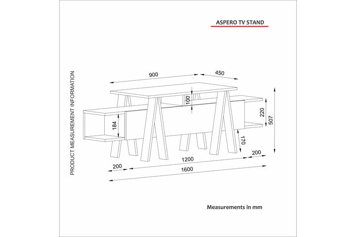 TV-taso Sturgate 180 cm - Musta/Antrasiitti - Huonekalut - TV- & Mediakalusteet - Tv taso & Mediataso