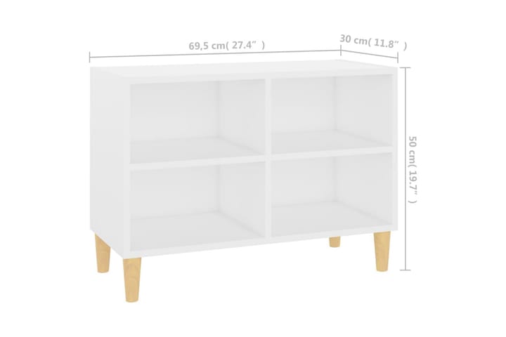 TV-taso täyspuiset jalat valkoinen 69,5x30x50 cm - Valkoinen - Huonekalut - TV- & Mediakalusteet - Tv taso & Mediataso