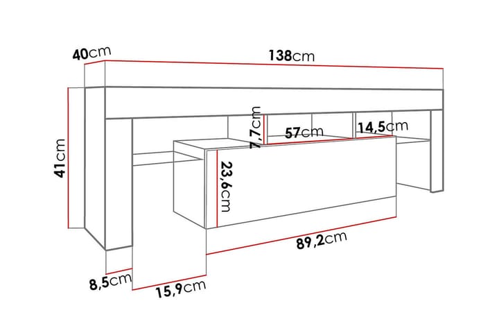 TV-taso Toro 40x138 cm - Huonekalut - TV- & Mediakalusteet - Tv taso & Mediataso