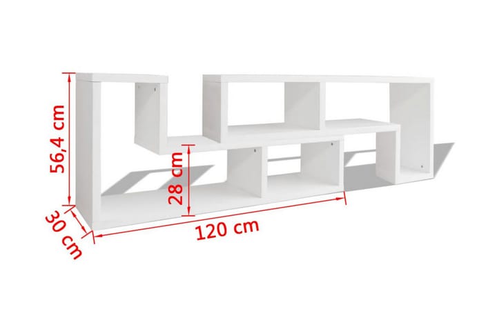 TV-taso Tupla L-muoto Valkoinen - Valkoinen - Huonekalut - TV- & Mediakalusteet - Tv taso & Mediataso