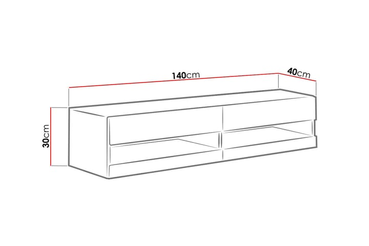 TV-taso Wishon 140x40x30 cm - Musta/Valkoinen - Tv taso & Mediataso