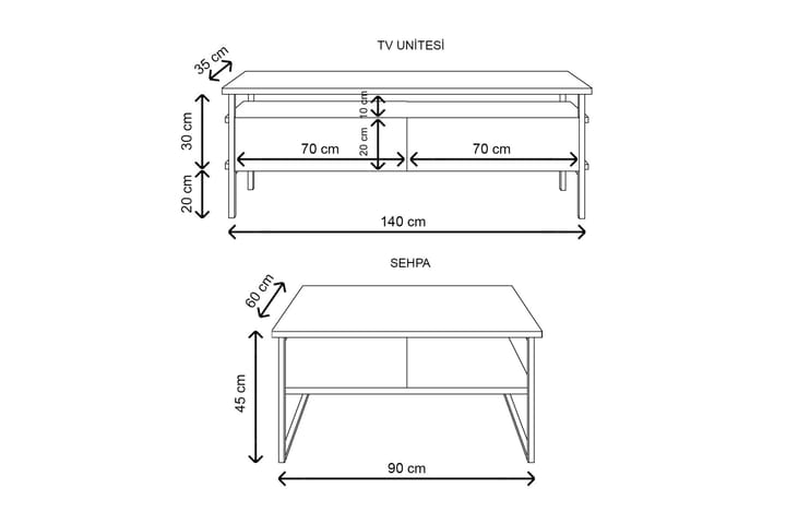 TV-taso Yhealing 140 cm - Valkoinen - Huonekalut - TV- & Mediakalusteet - Tv taso & Mediataso