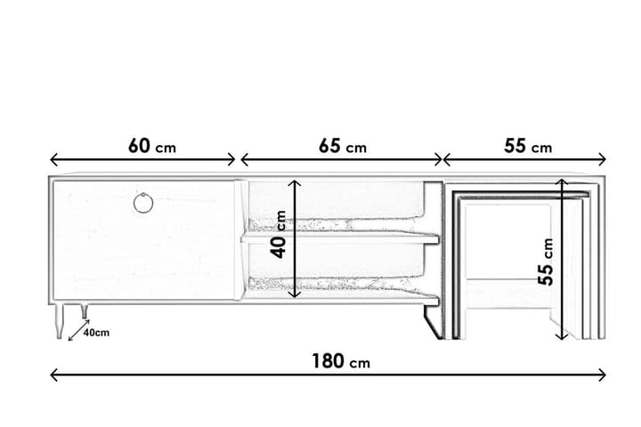 TV-taso Zigone 180 cm - Luonnonväri/Valkoinen - Huonekalut - TV- & Mediakalusteet - Tv taso & Mediataso