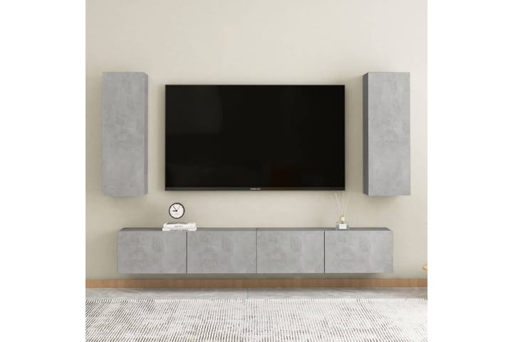 TV-tasot 2 kpl betoninharmaa 30,5x30x90 cm lastulevy - Tv taso & Mediataso