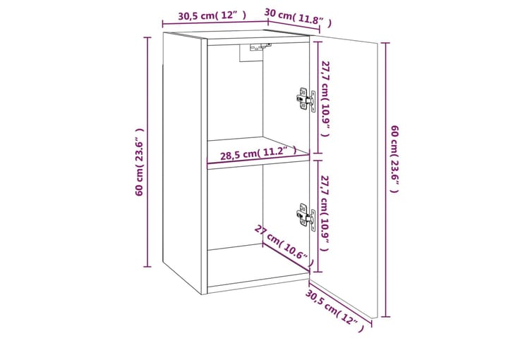 TV-tasot 2 kpl harmaa Sonoma 30,5x30x60 cm lastulevy - Harmaa - Huonekalut - TV- & Mediakalusteet - Tv taso & Mediataso