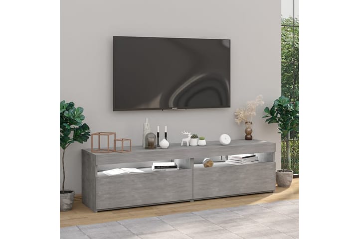 TV-tasot 2 kpl LED-valoilla betoninharmaa 75x35x40 cm - Harmaa - Huonekalut - TV- & Mediakalusteet - Tv taso & Mediataso