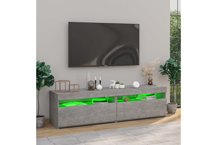 TV-tasot 2 kpl LED-valoilla betoninharmaa 75x35x40 cm - Harmaa - Huonekalut - TV- & Mediakalusteet - Tv taso & Mediataso