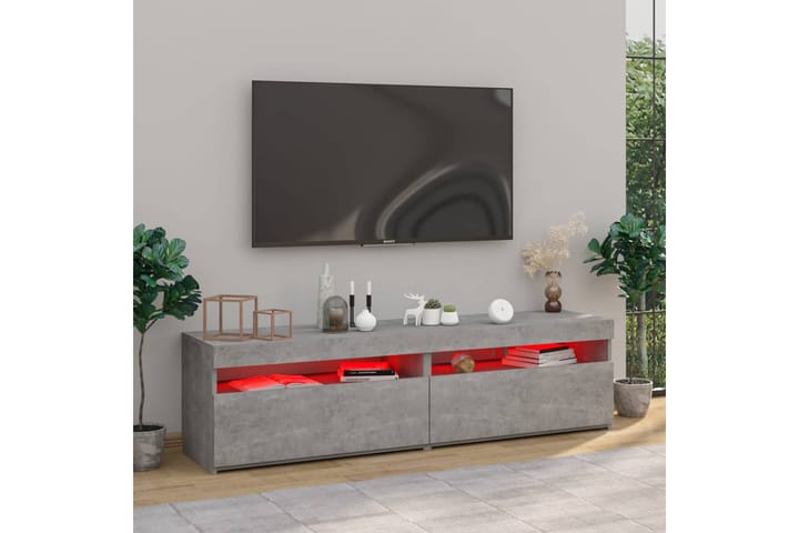 TV-tasot 2 kpl LED-valoilla betoninharmaa 75x35x40 cm - Harmaa - Huonekalut - TV- & Mediakalusteet - Tv taso & Mediataso