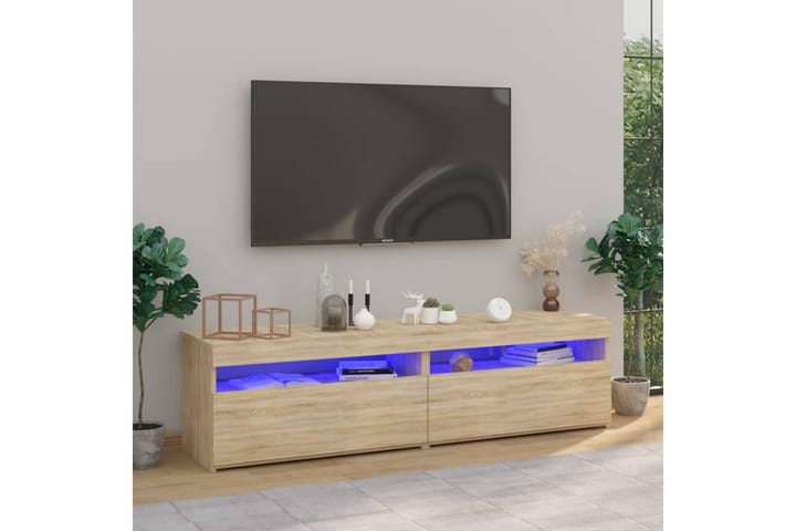 TV-tasot 2 kpl LED-valoilla Sonoma-tammi 75x35x40 cm - Ruskea - Huonekalut - TV- & Mediakalusteet - Tv taso & Mediataso