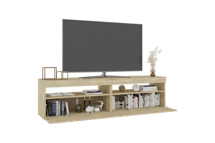 TV-tasot 2 kpl LED-valoilla Sonoma-tammi 75x35x40 cm - Ruskea - Huonekalut - TV- & Mediakalusteet - Tv taso & Mediataso