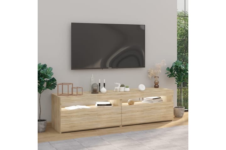 TV-tasot 2 kpl LED-valoilla Sonoma-tammi 75x35x40 cm - Ruskea - Huonekalut - TV- & Mediakalusteet - Tv taso & Mediataso