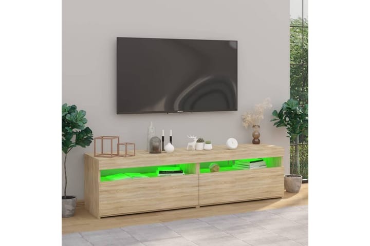 TV-tasot 2 kpl LED-valoilla Sonoma-tammi 75x35x40 cm - Ruskea - Huonekalut - TV- & Mediakalusteet - Tv taso & Mediataso