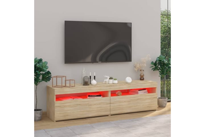 TV-tasot 2 kpl LED-valoilla Sonoma-tammi 75x35x40 cm - Ruskea - Huonekalut - TV- & Mediakalusteet - Tv taso & Mediataso