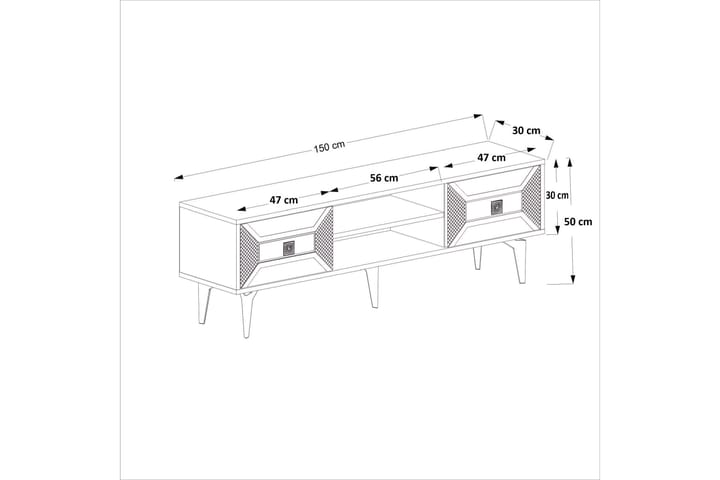 Yumedi Tv-taso 150 cm - Valkoinen/Kulta - Huonekalut - TV- & Mediakalusteet - Tv taso & Mediataso