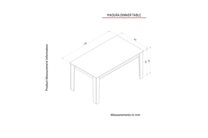 Madura ruokapöytä 150x85 cm ruskea - Hanah Home - Huonekalut - Pöytä & ruokailuryhmä - Ruokapöydät & keittiön pöydät