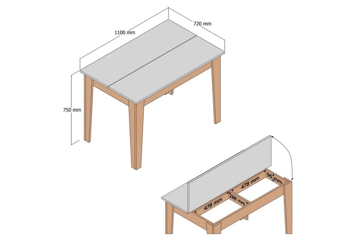 Levents ruokapöytä 110x72 cm ruskea/beige - Hanah Home - Huonekalut - Pöytä & ruokailuryhmä - Ruokapöydät & keittiön pöydät