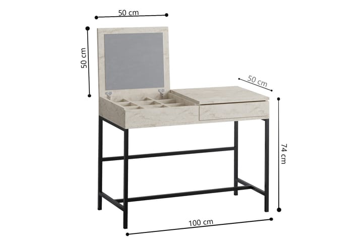 Achberg Kampauspöytä 100 cm - Beige - Huonekalut - Pöytä & ruokailuryhmä - Meikki- & kampauspöydät