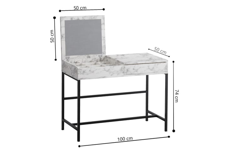 Achberg Kampauspöytä 100 cm - Valkoinen Marmori - Huonekalut - Pöytä & ruokailuryhmä - Meikki- & kampauspöydät