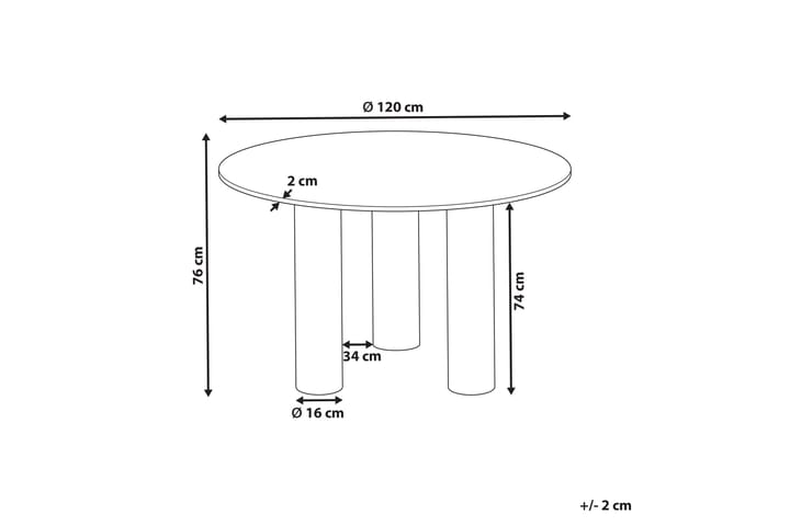 Appelle Ruokapöytä 120 cm Pyöreä - Vaalean Ruskea - Huonekalut - Pöytä & ruokailuryhmä - Ruokapöydät & keittiön pöydät