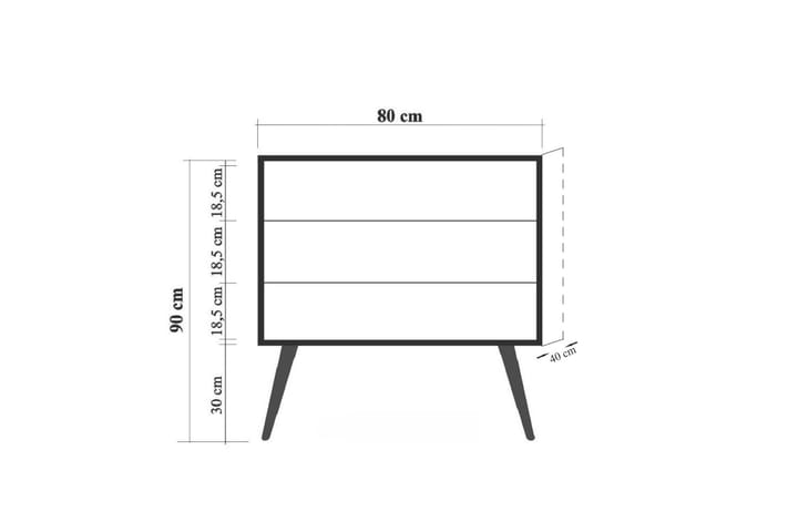 Bertoaria yöpöytä 80x40 cm ruskea - Hanah Home - Huonekalut - Pöytä & ruokailuryhmä - Apupöytä & sivupöytä - Yöpöytä