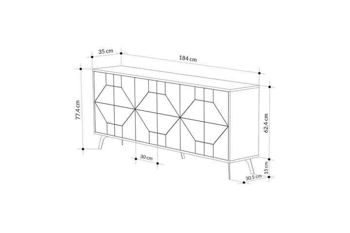 Dune konsolipöytä 183,8x77,4 cm antrasiitti - Hanah Home - Huonekalut - Pöytä & ruokailuryhmä - Apupöytä & sivupöytä - Konsolipöytä