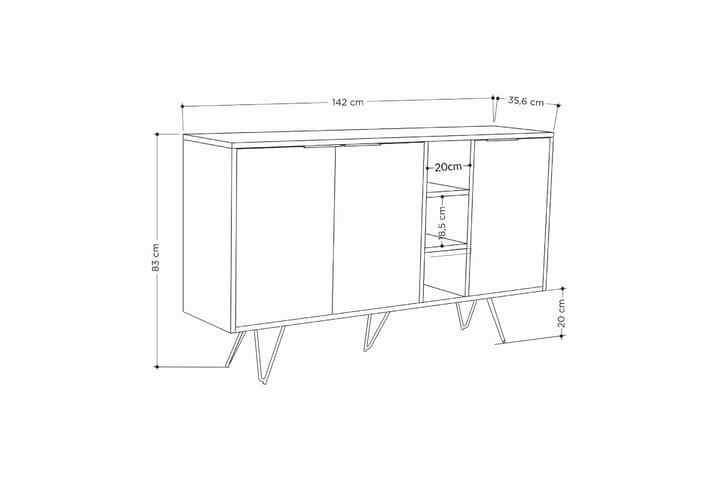 Andalos Konsolipöytä 142 cm - Hiekkakivi/Tammi - Huonekalut - Pöytä & ruokailuryhmä - Apupöytä & sivupöytä - Konsolipöytä