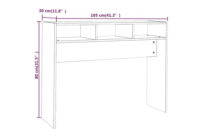 beBasic Konsolipöytä harmaa Sonoma 105x30x80 cm tekninen puu - Harmaa - Huonekalut - Pöytä & ruokailuryhmä - Apupöytä & sivupöytä - Konsolipöytä