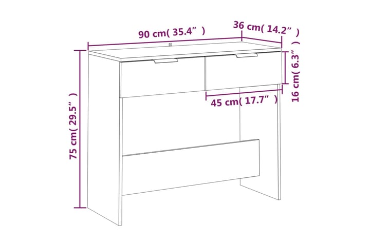 beBasic Konsolipöytä savutammi 90x36x75 cm tekninen puu - Ruskea - Huonekalut - Pöytä & ruokailuryhmä - Apupöytä & sivupöytä - Konsolipöytä