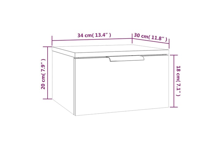 beBasic Seinäkiinnitettävä yöpöytä betoninharmaa 34x30x20 cm - Harmaa - Huonekalut - Pöytä & ruokailuryhmä - Apupöytä & sivupöytä - Yöpöytä