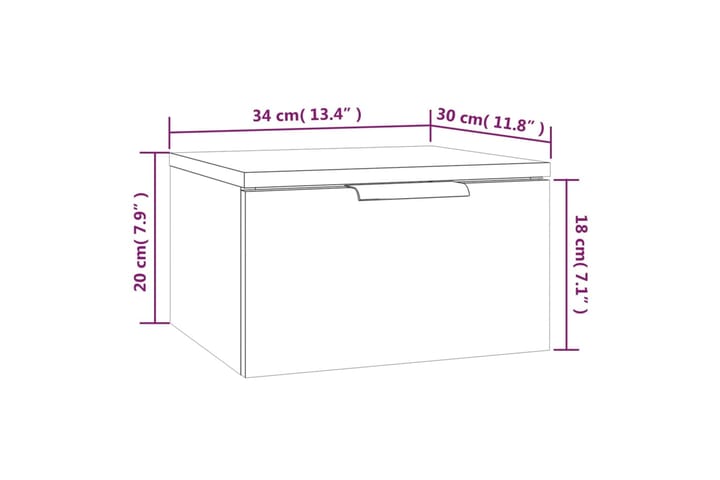 beBasic Seinäkiinnitettävä yöpöytä harmaa Sonoma 34x30x20 cm - Harmaa - Huonekalut - Pöytä & ruokailuryhmä - Apupöytä & sivupöytä - Yöpöytä