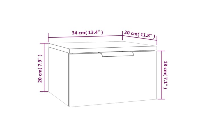 beBasic Seinäkiinnitettävä yöpöytä savutammi 34x30x20 cm - Ruskea - Huonekalut - Pöytä & ruokailuryhmä - Apupöytä & sivupöytä - Yöpöytä