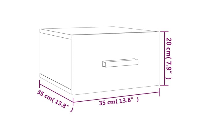 beBasic Seinäkiinnitettävä yöpöytä savutammi 35x35x20 cm - Ruskea - Huonekalut - Pöytä & ruokailuryhmä - Apupöytä & sivupöytä - Yöpöytä