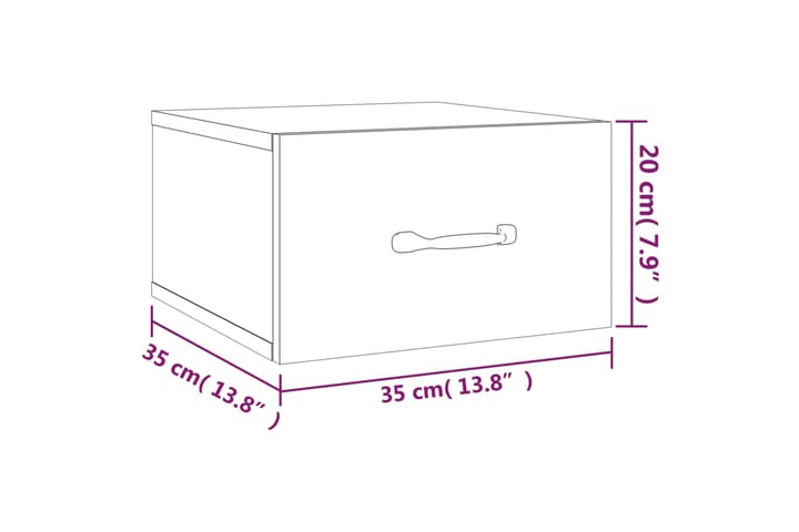 beBasic Seinäkiinnitettävät yöpöydät 2 kpl betoninharmaa 35x35x20 cm - Harmaa - Yöpöytä