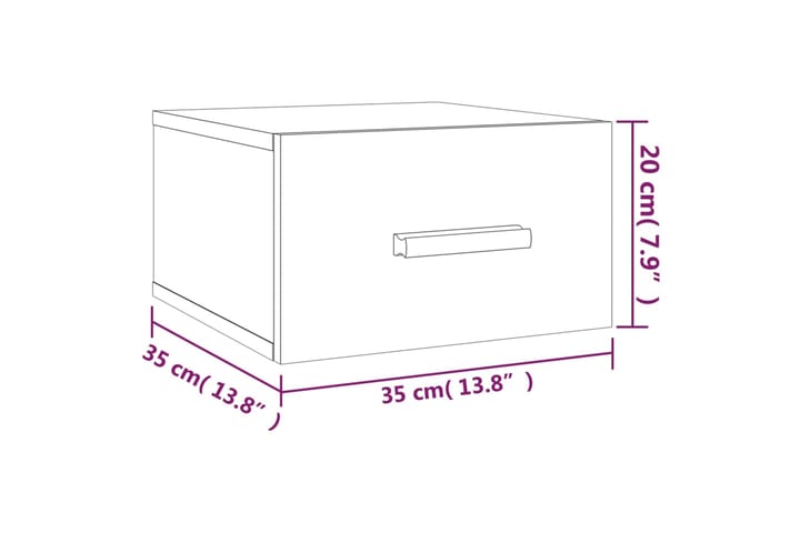 beBasic Seinäkiinnitettävät yöpöydät 2 kpl Sonoma-tammi 35x35x20 cm - Ruskea - Yöpöytä