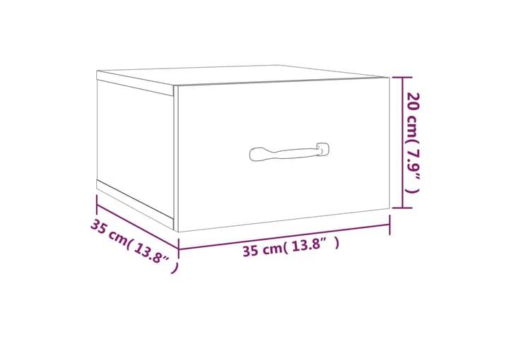 beBasic Seinäkiinnitettävät yöpöydät 2 kpl Sonoma-tammi 35x35x20 cm - Ruskea - Yöpöytä