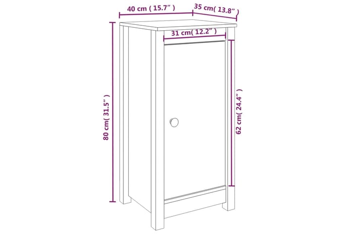 beBasic Senkki 40x35x80 cm täysi mänty - Ruskea - Huonekalut - Pöytä & ruokailuryhmä - Apupöytä & sivupöytä - Lamppupöytä