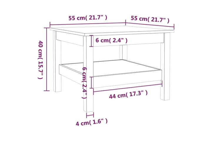 beBasic Sohvapöytä 55x55x40 cm täysi mänty - Ruskea - Lamppupöytä - Tarjotinpöytä & pikkupöytä