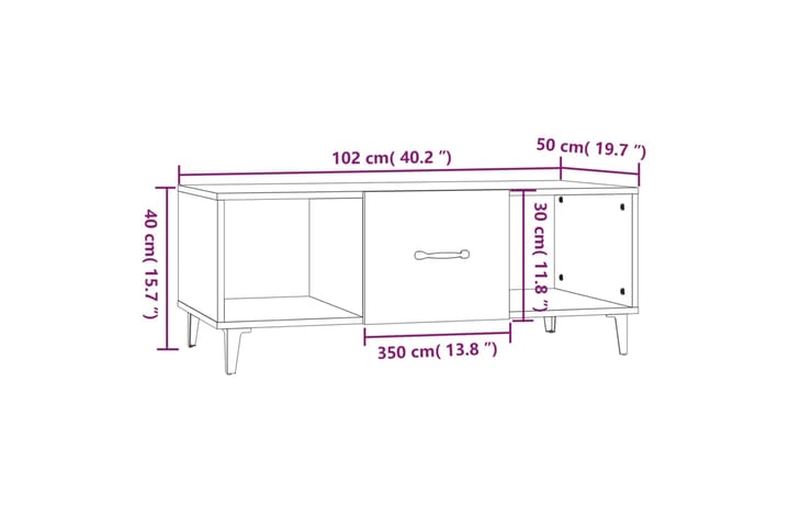 beBasic Sohvapöytä harmaa Sonoma 102x50x40 cm tekninen puu - Harmaa - Huonekalut - Pöytä & ruokailuryhmä - Apupöytä & sivupöytä - Lamppupöytä