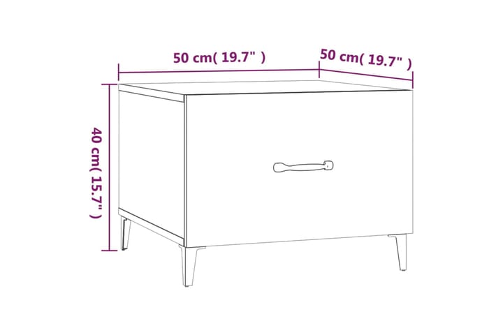 beBasic Sohvapöytä metallijaloilla ruskea tammi 50x50x40 cm - Ruskea - Huonekalut - Pöytä & ruokailuryhmä - Apupöytä & sivupöytä - Lamppupöytä